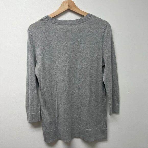 Halogen gray women’s pullover crewneck sweater 3/4 sleeves. Size large grey - Picture 8 of 9